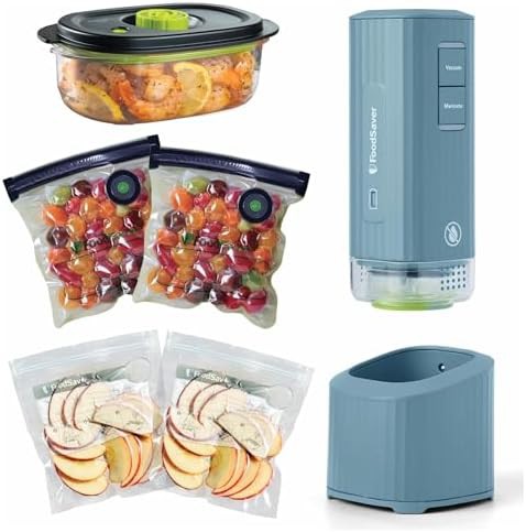 Blue handheld cordless sealer with dock