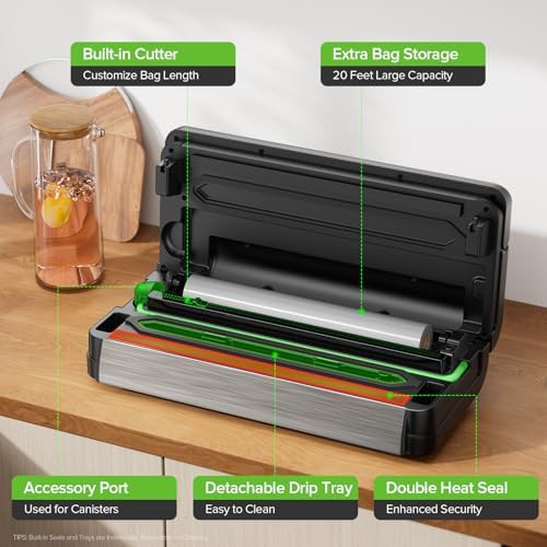 Gunmetal steel vacuum sealer with double heat seal — photo 5